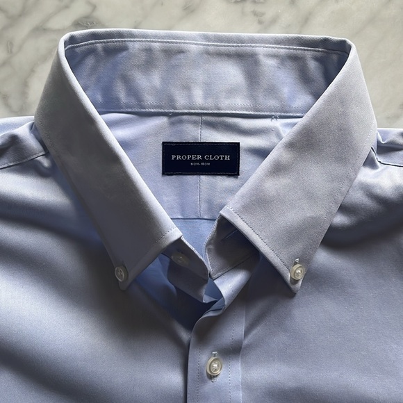 Proper Cloth Non-Iron Stretch Supima Light Blue Twill Dress Shirt - Custom Size - Picture 4 of 9